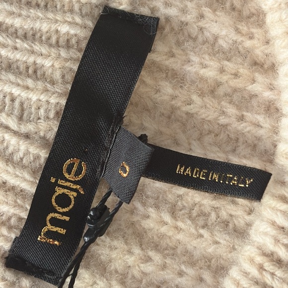 Maje Made in Italy Ribbed Split-Hem Wool Vest Beige Size 0 NWT - Picture 12 of 13